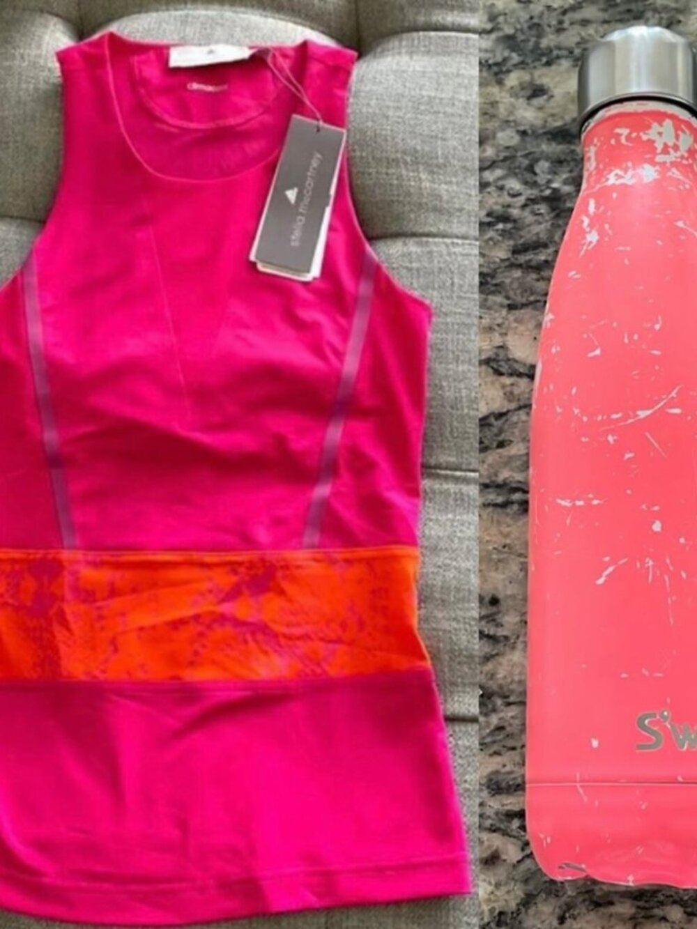 Stella McCartney run climacool tank with S'well Bottle